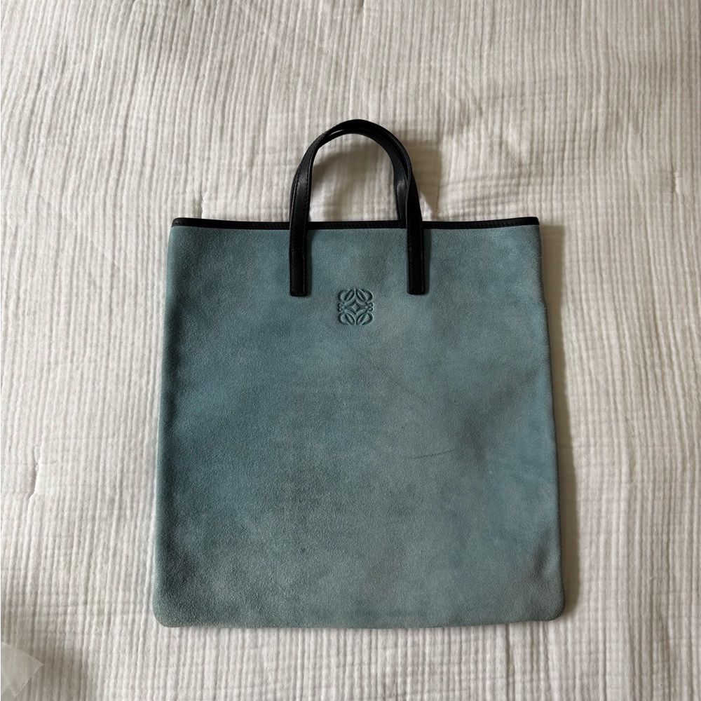 loewe vintage light blue suede small bag tote